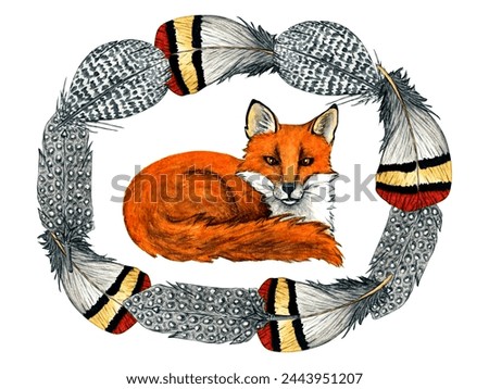 Watercolor wild forest animals: fox isolated on white background. Clip art for nursery design