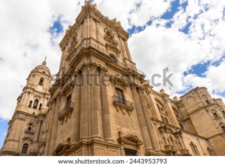 Malaga, Spain, view of the Renaissance architectures of the Malaga Cathedral (or Santa Iglesia Catedral Basílica de la Encarnación) Royalty-Free Stock Photo #2443953793