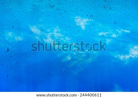 drop water on glass, sky cloud background
