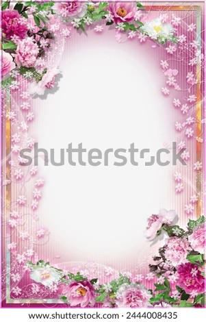 Rectangle frame with foliage pattern background