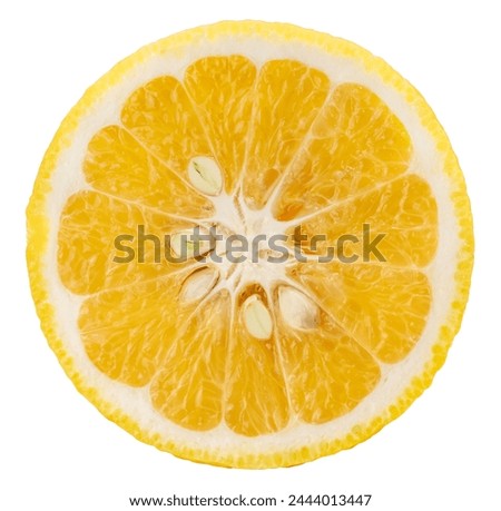 Sweet Yuzu Orange fruit isolated on white background, Kochi Yuzu orange isolated on white background With work path. Royalty-Free Stock Photo #2444013447