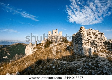 SHOT OF THE FAMOUS FORTRESS OF ROCCA CALASCIO IN ABRUZZO. Royalty-Free Stock Photo #2444018727