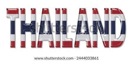 Thailand flag text font, 3D Thailand flag colorful background, Thailand flag vector illustration