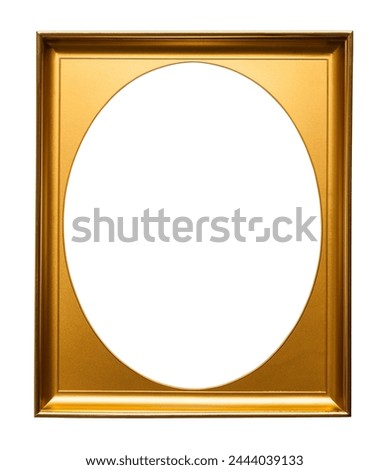 Gold Frame with Oval Picture Spot Cut Out on White.