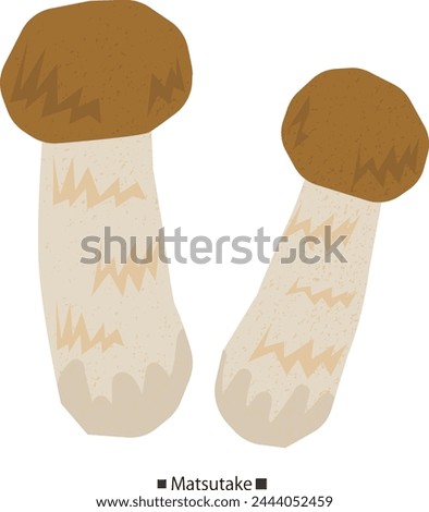 Simple vector illustration with textured matsutake mushrooms. Royalty-Free Stock Photo #2444052459