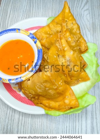 A Beautiful Picture of Samosa Spicy smosa iftaari dish Indian ramadan food,Pakistani Iftar meal.Fried Potato Samosa.