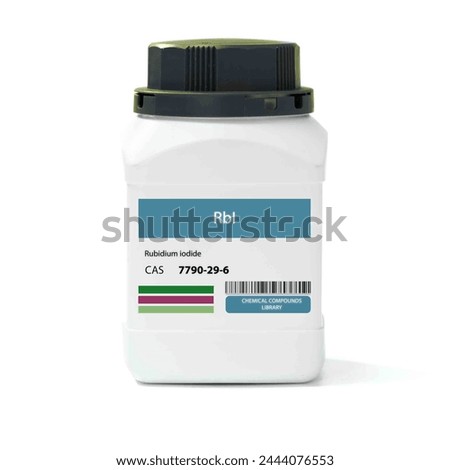 RbI - Rubidium iodide. Chemical compound. CAS number  7790-29-6 Royalty-Free Stock Photo #2444076553