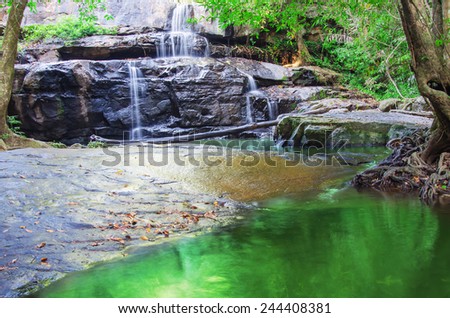 Pang Sida waterfall in tropical forest of national park, Thailand