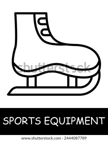 Skates line icon. Sports equipment, hockey stick, basketball, tennis racket, volleyball, boxing gloves, barbell, dumbbells, jump rope, skis. Vector line icon for business and advertising