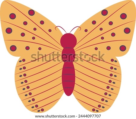 Adorable Butterfly Illustration with Flat Cartoon Style. Isolated Vector on White Background.