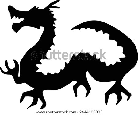 Dragon Silhouette with Flat Design. Chinese Zodiac. Vector Illustration Isolated on White Background.