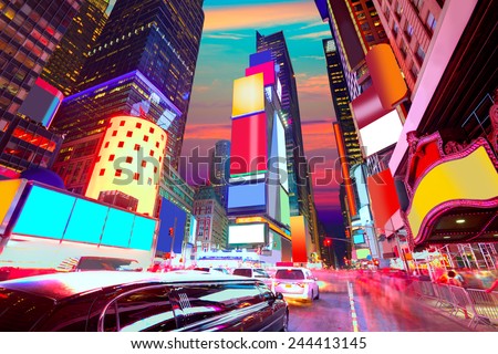 Times Square Manhattan New York all the ads deleted US Royalty-Free Stock Photo #244413145