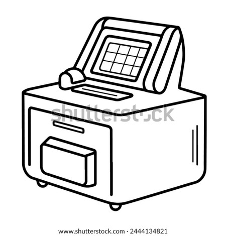 Simplistic vector depiction of a cashier machine outline, perfect for financial graphics. Royalty-Free Stock Photo #2444134821