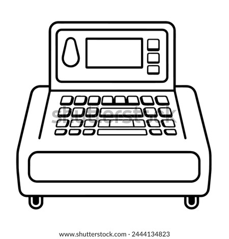 Simplistic vector depiction of a cashier machine outline, perfect for financial graphics. Royalty-Free Stock Photo #2444134823