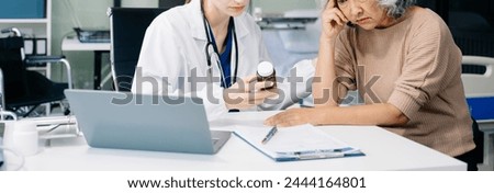 Portrait of female doctor explaining diagnosis to her patient. Doctor Meeting With Patient In Exam Room. A medical practitioner reassuring a patient in hospital