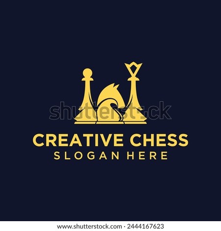 Vector technology logo chess game logic for online games, chess logo with technology concept