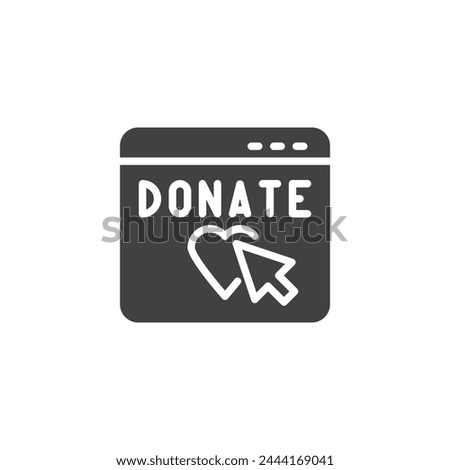 Online donating website vector icon. filled flat sign for mobile concept and web design. Charity Website glyph icon. Symbol, logo illustration. Vector graphics