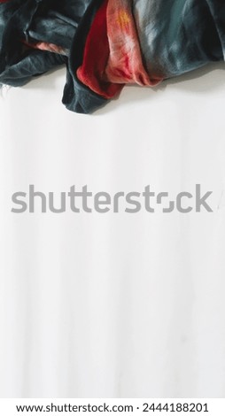 Abstract colorful fabric with white background, copy space, abstract art wallpaper
