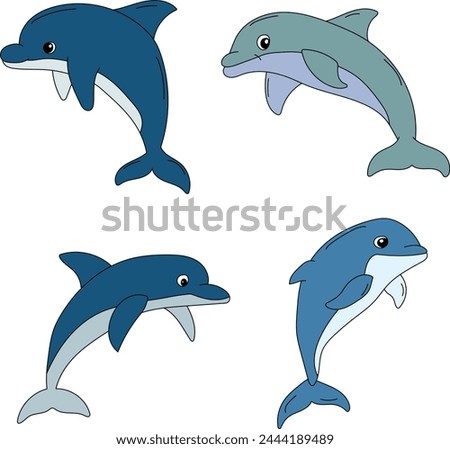 Dolphin Clipart Set. Aquatic Animals and Sea Animals Clipart for Marine Life Lovers