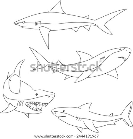Shark Clipart Set. Aquatic Animals and Sea Animals Clipart for Marine Life Lovers