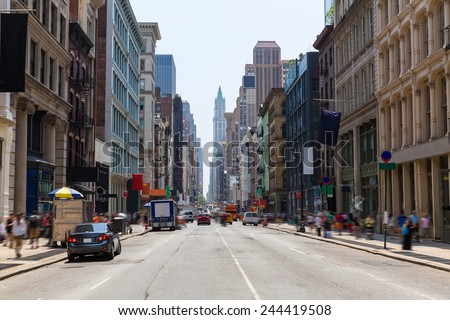Soho buildings facade in Manhattan New York City NYC USA Royalty-Free Stock Photo #244419508