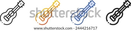 acoustic guitar icon.Thin Linear, Gradient, Blue Stroke and bold Style Design Isolated On White Background