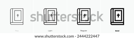 bible icon. Thin, Light Regular And Bold style design isolated on white background