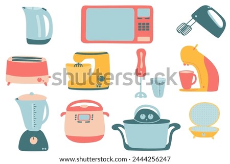 Set of kitchen household electrical appliances. Clip art