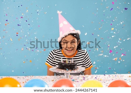 Portrait of a little girl celebrating her birthday