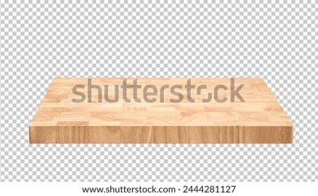 Selective focus.end grain wood chopping board top with clipping path.for design Royalty-Free Stock Photo #2444281127