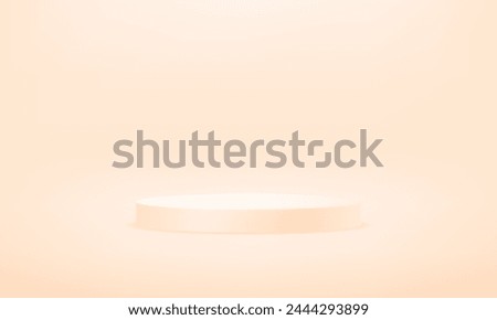 Abstract cream and beige cylinder pedestal podium. 3d podium minimal abstract background. Template mock up for display of product, Business backdrop. Vector illustration.