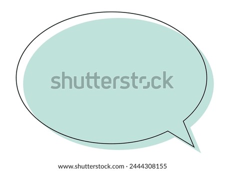 Speech bubble with outline. Green banner with a frame for comics text. Cartoon illustration.