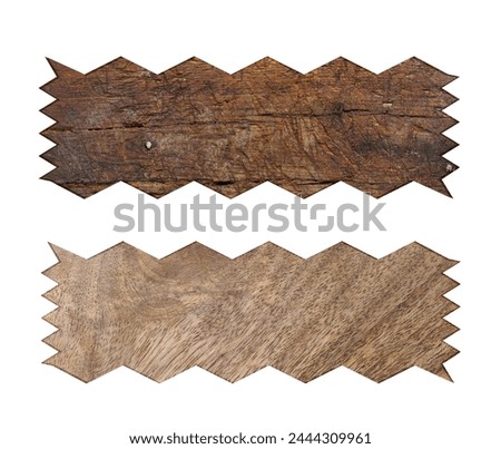 Wooden boards signs with jagged edges on an isolated background