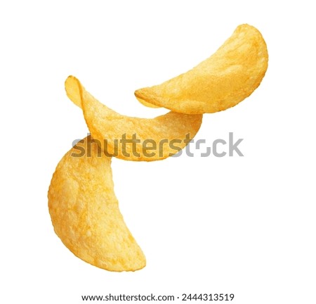Delicious potato chips, isolated on white background Royalty-Free Stock Photo #2444313519