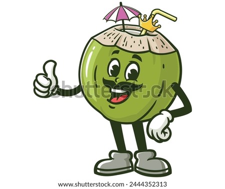 Coconut King cartoon mascot illustration character vector clip art hand drawn