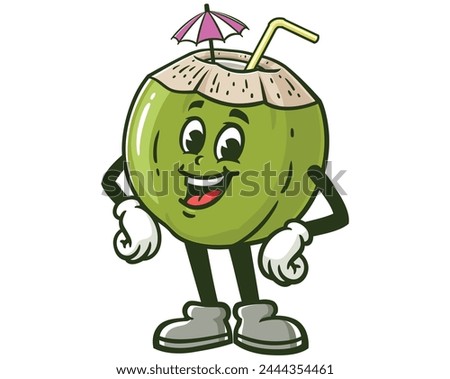 laughing Coconut  cartoon mascot illustration character vector clip art hand drawn