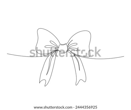 Continuous one line drawing of butterfly bowtie. Neck tie single outline design. Editable stroke.