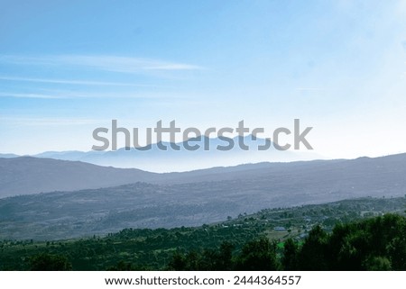landscape scene from top of mountain , picture taken in north of morocco