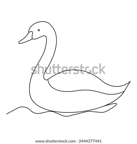 swan continuous single line art design, one line art