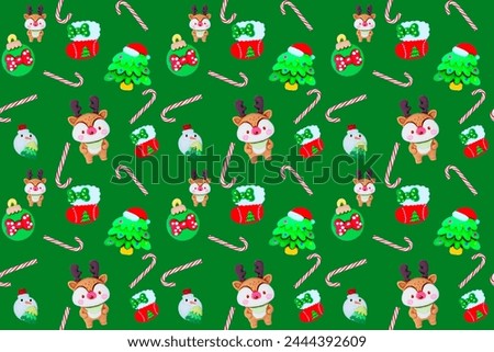 Christmas isolated holiday seamless pattern candy Winter mood vintage design Sweet wallpaper Wrapping paper fabric textile Xmas green background print Caramel stick Sweet lollipop December Cartoon