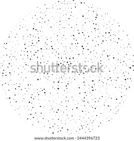 Random halftone. Background with chaotic dots, points, circle. Abstract monochrome pattern. Black and white color. Vector illustration
