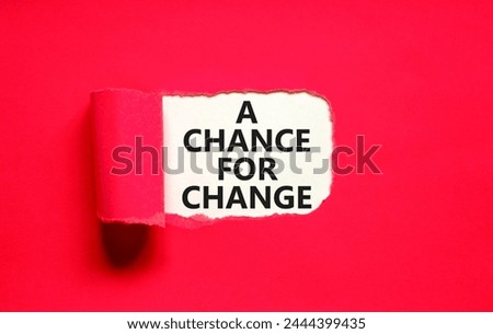 A chance for change symbol. Concept words A chance for change on beautiful white paper. Beautiful red background. Business A chance for change concept. Copy space.