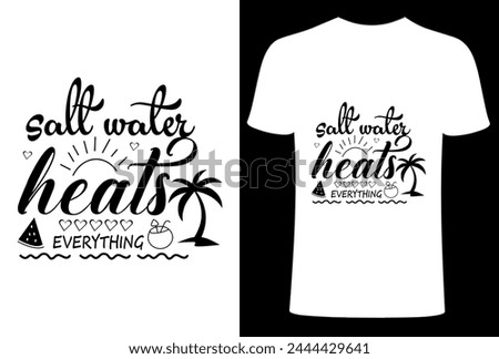 Summer T- shirt Design, , Summer typography, vibes, Sun, fashion ,print vector T-shirt Shady beach Summer Sunshine on my Mind T-shirt .Salt water heats everything