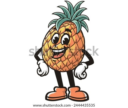 laughing Pineapple cartoon mascot illustration character vector clip art hand drawn