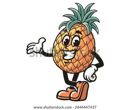 smile Pineapple cartoon mascot illustration character vector clip art hand drawn
