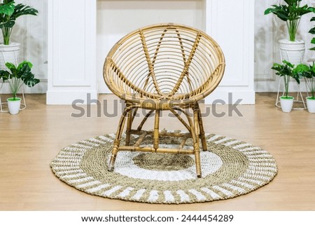 Closeup of wicker chairs in photo studio interior