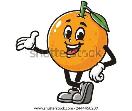 Orange fruit cartoon mascot illustration character vector clip art hand drawn