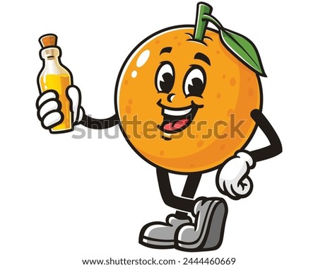 Orange fruit with orange oil cartoon mascot illustration character vector clip art hand drawn
