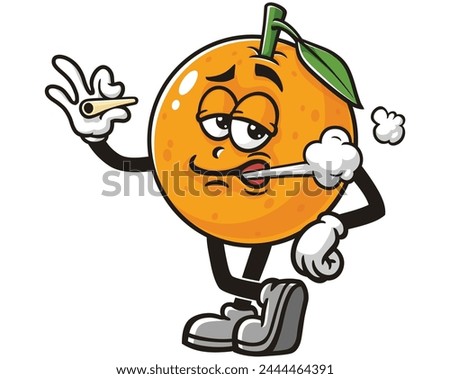 smoking Orange fruit cartoon mascot illustration character vector clip art hand drawn