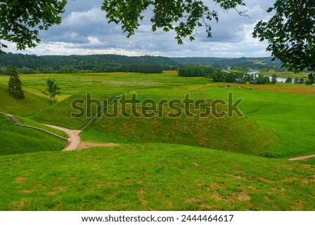 The Hillforts of Kernave, ancient capital of Grand Duchy of Lithuania. Royalty-Free Stock Photo #2444464617